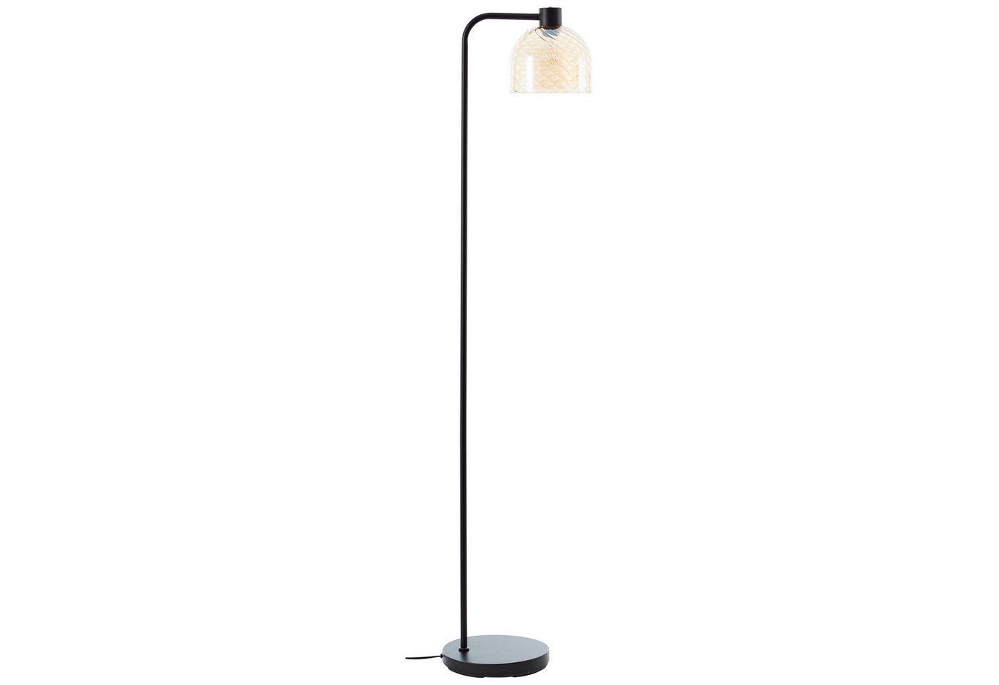 Brilliant Stehlampe Casto, ohne Leuchtmittel, 153 x 25 x 33 cm, E27, Glas/Metall, bernsteinfarben/schwarz – Bild 5 von 5