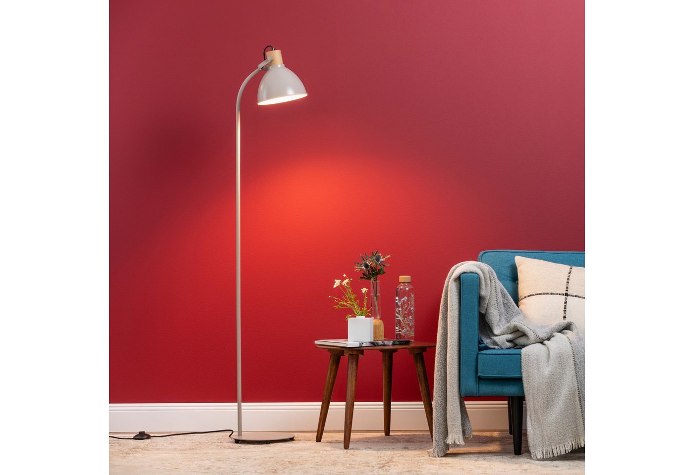 Brilliant Stehlampe Erena, ohne Leuchtmittel, Höhe 150 cm, E27, Metall/Holz – Bild 2 von 5