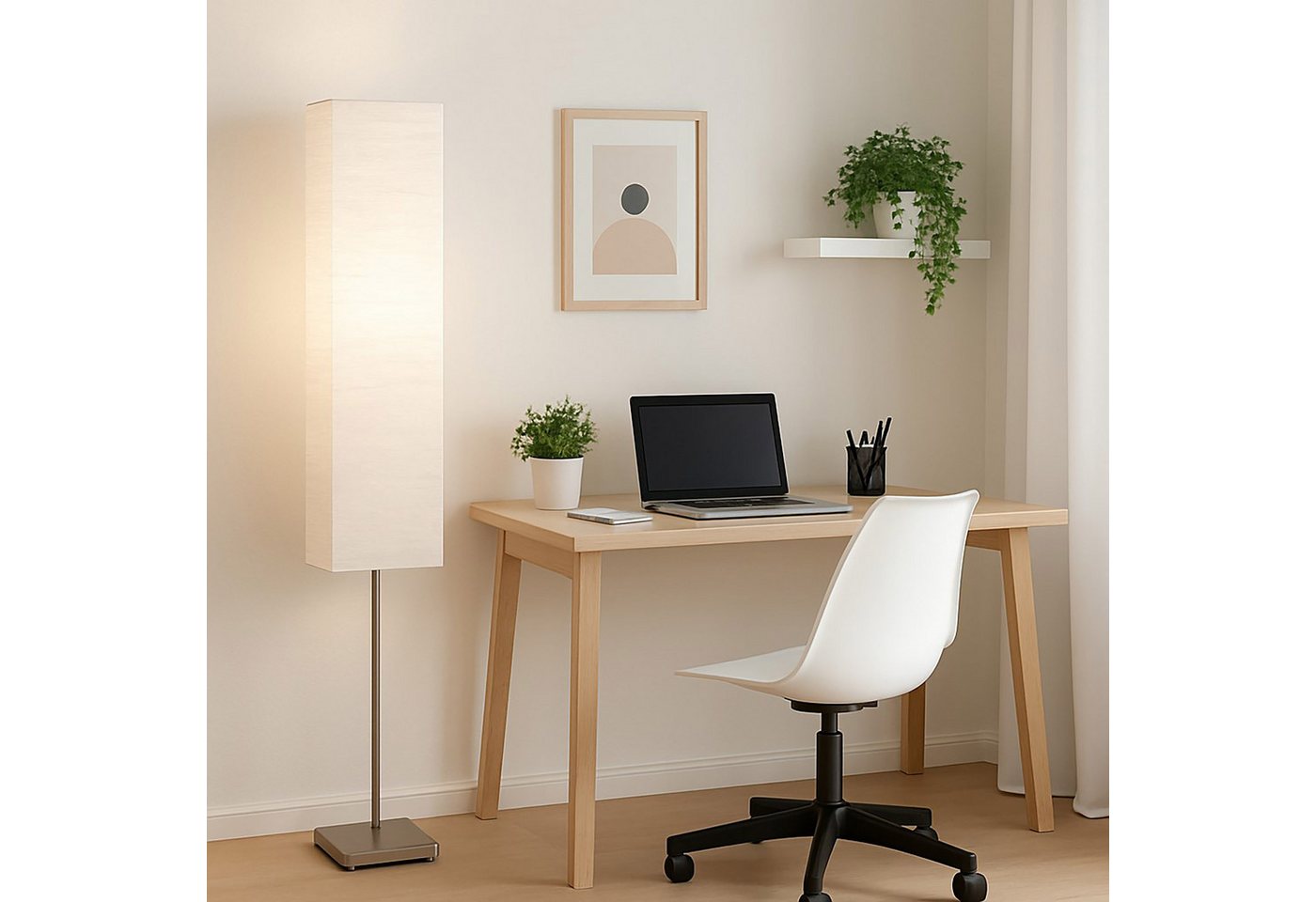 Brilliant Stehlampe Nerva, ohne Leuchtmittel, 145cm Höhe, E14 max. 40W, Metall/Reispapier, Fußschalter – Bild 2 von 4