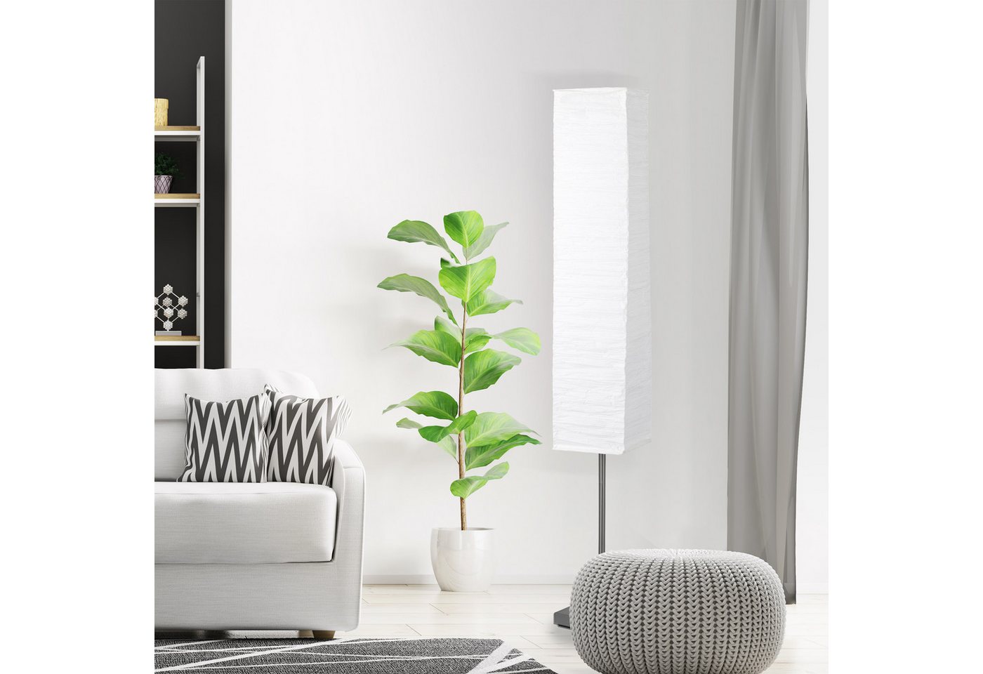Brilliant Stehlampe Nerva, ohne Leuchtmittel, 145cm Höhe, E14 max. 40W, Metall/Reispapier, Fußschalter – Bild 3 von 4