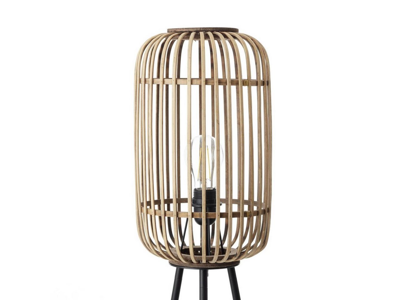 Brilliant Stehlampe Woodrow, ohne Leuchtmittel, dreibeinige Bambus Lampe, 130 x 45 cm, E27, Boho-Stil – Bild 2 von 5