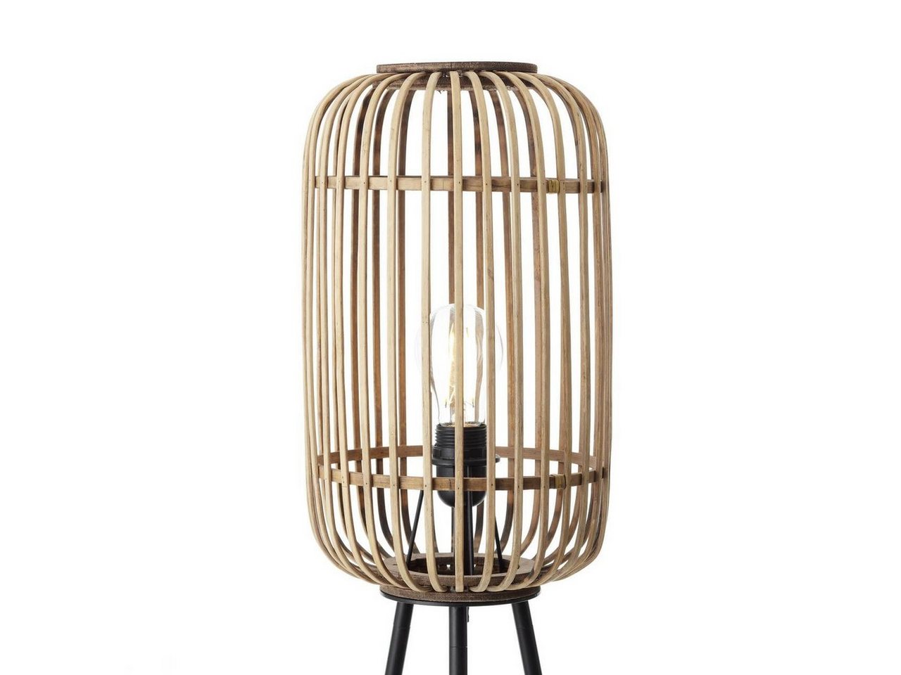 Brilliant Stehlampe Woodrow, ohne Leuchtmittel, dreibeinige Bambus Lampe, 130 x 45 cm, E27, Boho-Stil – Bild 3 von 5