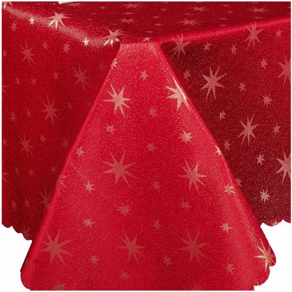 Brilliant Tischdecke Glitzer Sterne Tischdecke Rot Gold 90x90 Mitteldecke Weihnachten, strapazierfähig