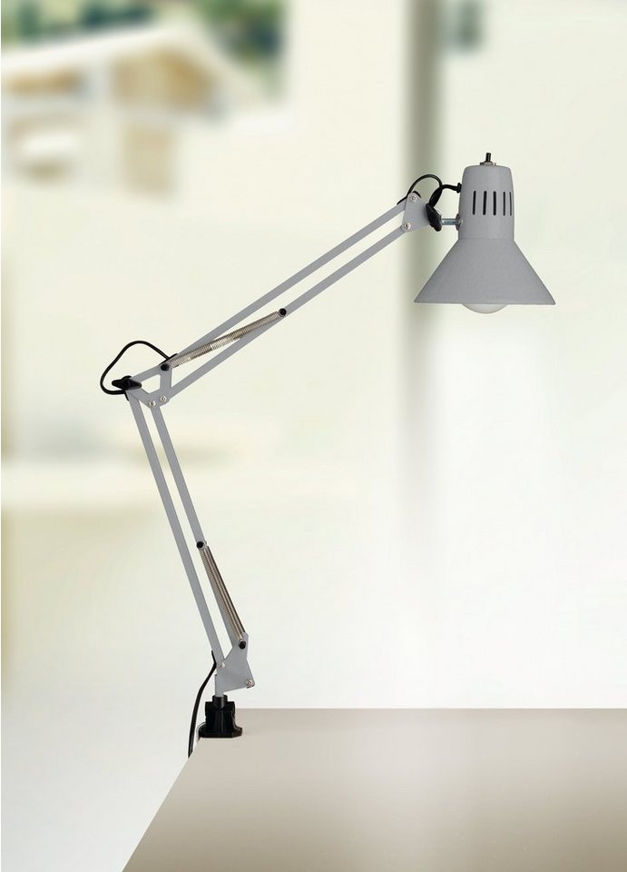 Brilliant Tischleuchte HOBBY, ohne Leuchtmittel, 70cm Höhe, E27 max. 40W, schwenkbar, Metall, Druckschalter – Bild 4 von 5