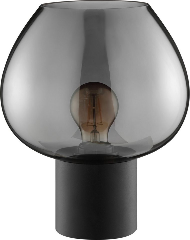 Brilliant Tischleuchte Ligari, ohne Leuchtmittel, Ø 23 x 27,5 cm, E27 Fassung, Glas Aluminium, schwarz Rauchglas – Bild 2 von 5