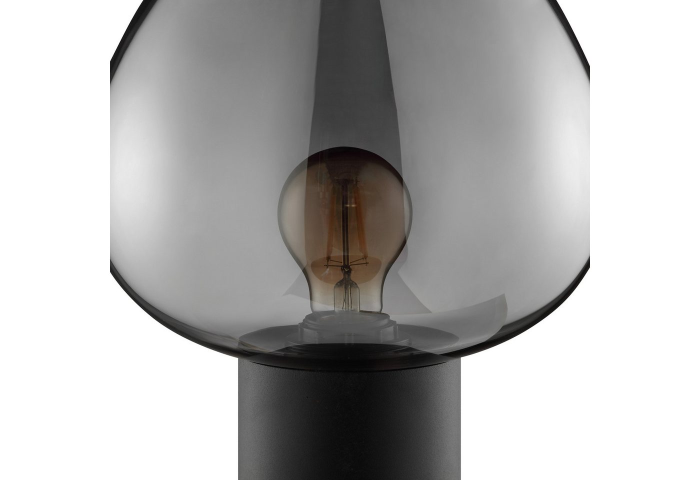 Brilliant Tischleuchte Ligari, ohne Leuchtmittel, Ø 23 x 27,5 cm, E27 Fassung, Glas Aluminium, schwarz Rauchglas – Bild 4 von 5