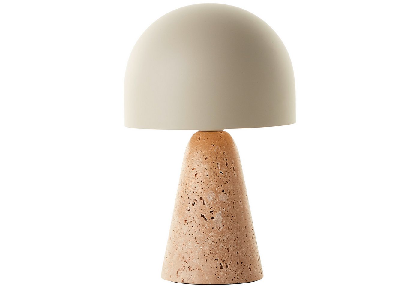 Brilliant Tischleuchte Nalam, ohne Leuchtmittel, mit Travertinfuß und Metallschirm, E14, 31 x 20 cm, beige – Bild 3 von 5