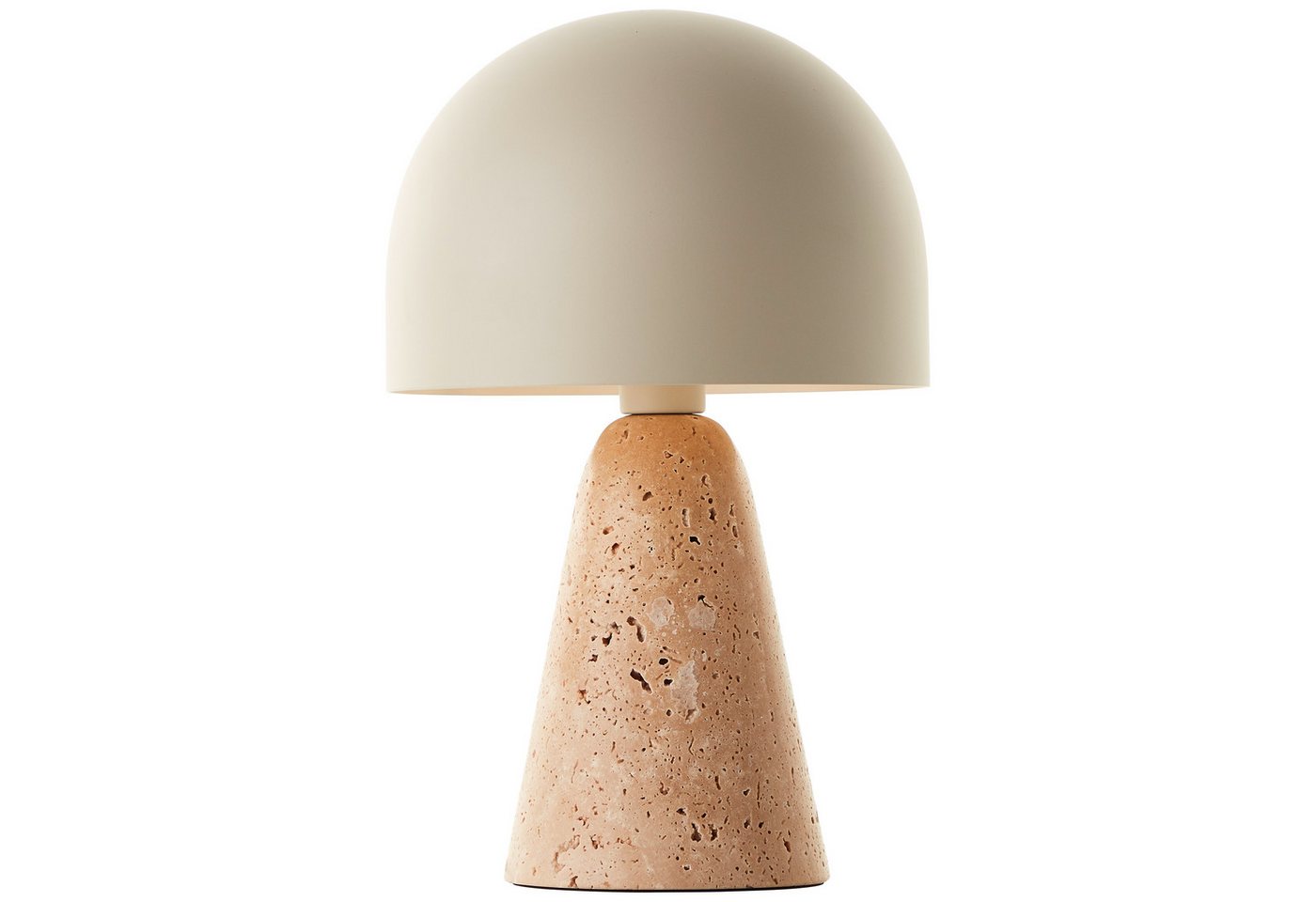 Brilliant Tischleuchte Nalam, ohne Leuchtmittel, mit Travertinfuß und Metallschirm, E14, 31 x 20 cm, beige – Bild 4 von 5