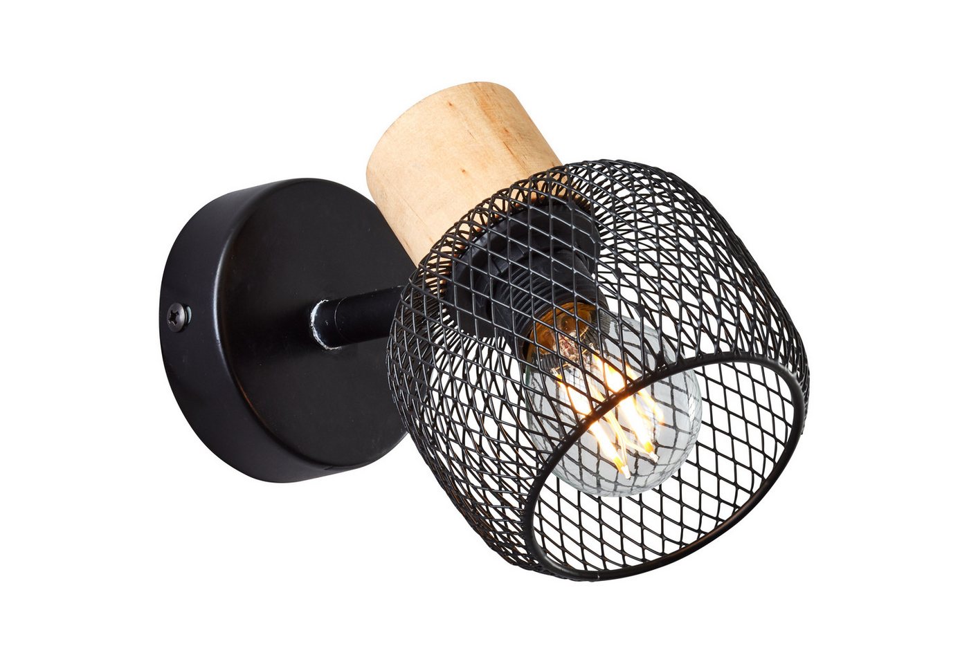 Brilliant Wandstrahler Giada, ohne Leuchtmittel, Wandlampe, 14,5 cm, E14, schwenkbar, Metall/Holz, schwarz/braun – Bild 5 von 5