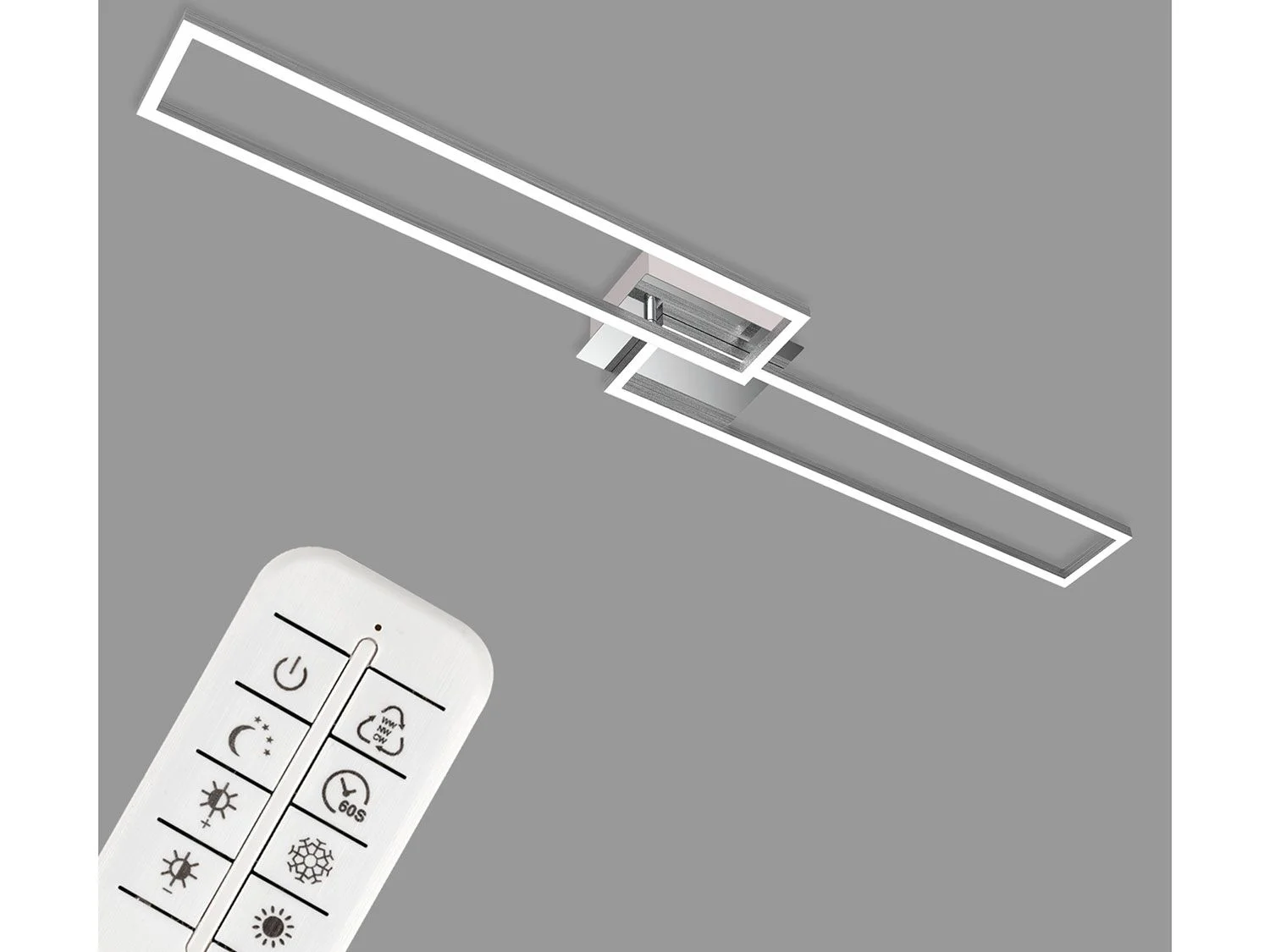BRILONER CCT LED Design Deckenleuchte, Lichttemperatur + Helligkeit regulierbar (rechteckig (chrom)) – Bild 2 von 4