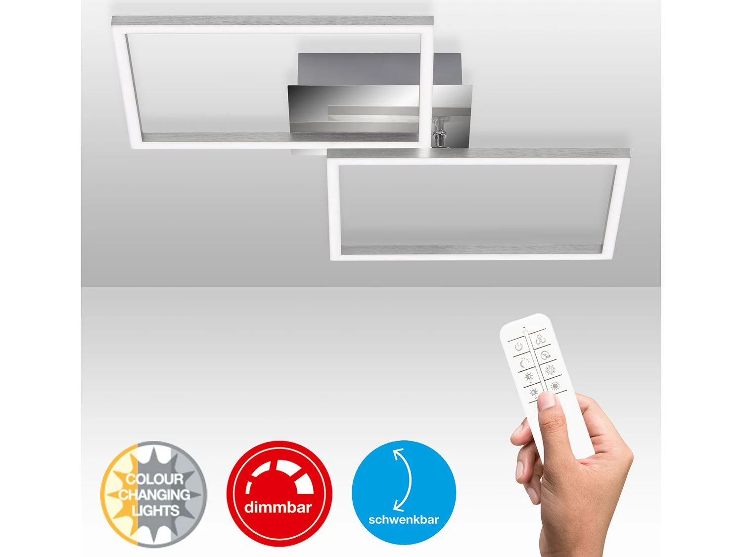 BRILONER CCT LED Design Deckenleuchte, Lichttemperatur + Helligkeit regulierbar (Quadratisch) – Bild 4 von 4