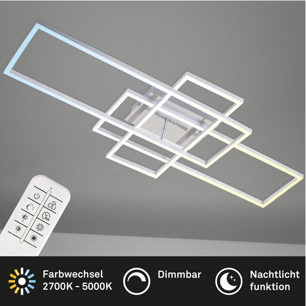 Briloner Leuchten Deckenleuchte LED Deckenlampe CCT stufenlos dimmbar Fernbedienung, LED fest integriert, 2700K - Extra - Warmweiß, CCT, stufenlos dimmbar, Fern