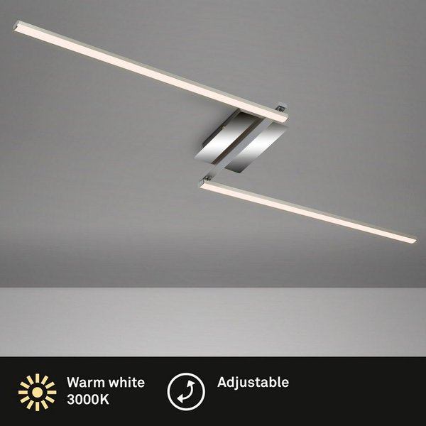 Briloner Leuchten Deckenleuchte Deckenleuchte STAFF, LED Deckenleuchte 2-flammig schwenkbar alu-chrom 3000K 12W Metall