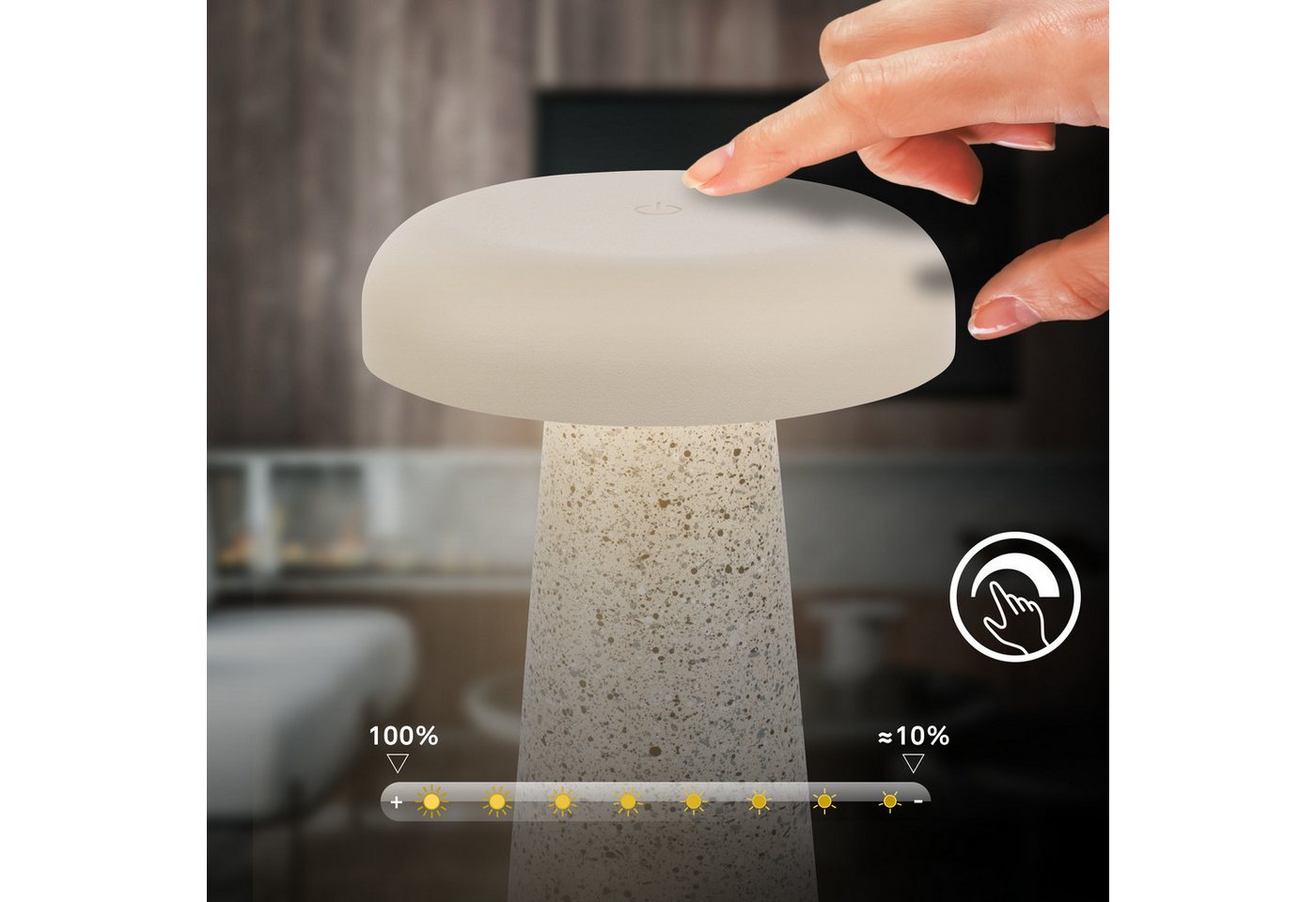 Briloner Leuchten LED Außen-Tischleuchte CLOUD, Dimmfunktion, LED wechselbar, Warmweiß, 12x17 cm, Akku tauschbar, Indoor/Outdoor, Wohnzimmer, Flur, Balkon – Bild 5 von 5