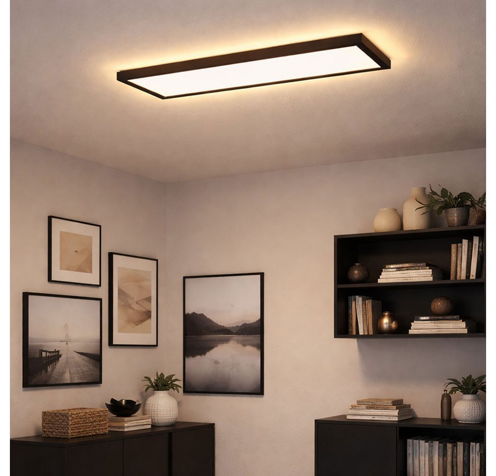 Briloner Leuchten LED Deckenleuchte, LED-Leuchtmittel fest verbaut, Warmweiß, Deckenpanel Deckenleuchte LED schwarz opal Backlight Wohnzimmerlampe – Bild 4 von 5