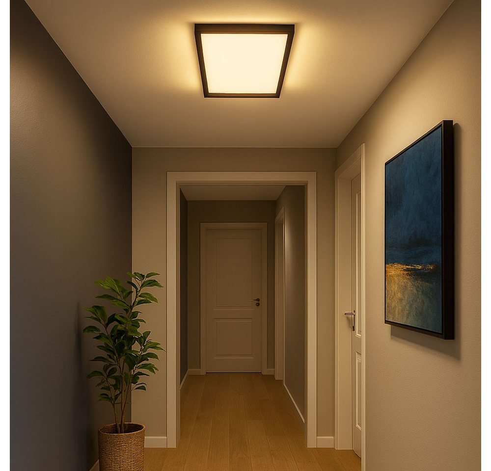 Briloner Leuchten LED Deckenleuchte, LED-Leuchtmittel fest verbaut, Warmweiß, Deckenpanel Deckenleuchte LED schwarz opal Backlight Wohnzimmerlampe – Bild 5 von 5