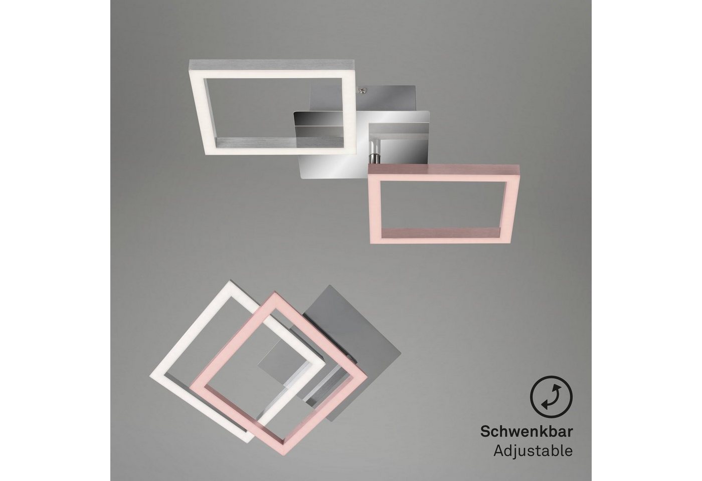 Briloner Leuchten LED Deckenleuchte 3207018 FRAME, LED fest integriert, Warmweiß, Deckenlampe, 47x22,6x7,3cm, Chrom-Alu, 5,5W, Wohnzimmer, Schlafzimmer – Bild 4 von 5