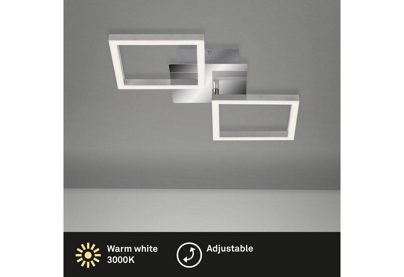 Briloner Leuchten LED Deckenleuchte 3207018 FRAME, LED fest integriert, Warmweiß, Deckenlampe, 47x22,6x7,3cm, Chrom-Alu, 5,5W, Wohnzimmer, Schlafzimmer – Bild 5 von 5