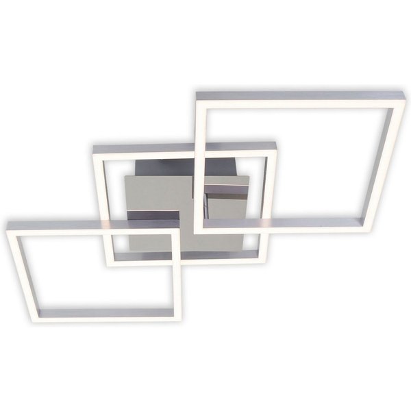 Briloner Leuchten LED Deckenleuchte 3217018 FRAME, LED fest integriert, Warmweiß, Deckenlampe, 76,3x36,8x7,3cm, Chrom-Alu, 36W, Wohnzimmer, Küche, Flur