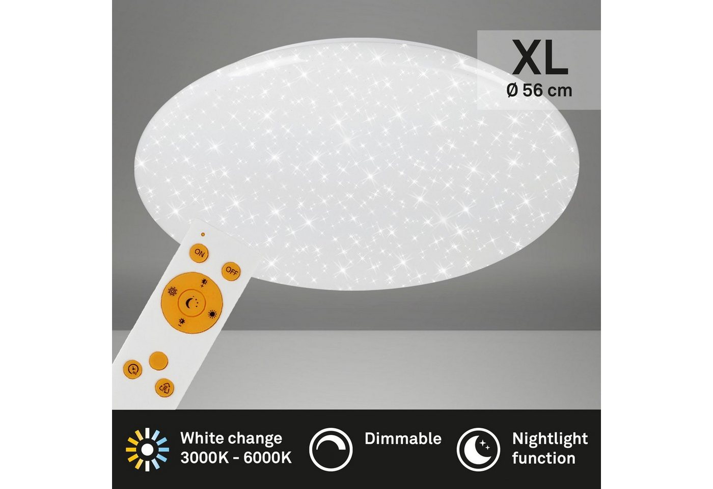 Briloner Leuchten LED Deckenleuchte 3368016 VERB, CCT - über Fernbedienung, Farbwechsel, Nachtlichtfunktion, Timerfunktion, LED fest integriert, Neutralweiß, Ka – Bild 5 von 5