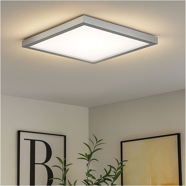 Briloner Leuchten LED Deckenleuchte, LED-Leuchtmittel fest verbaut, Warmweiß, Deckenlampe Panel Deckenleuchte silber Alu Backlight LED L 42,2 cm