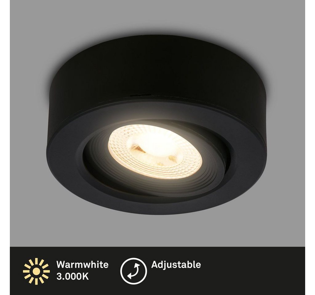 Briloner Leuchten LED Deckenleuchte Aufbauspot Einbauleuchte Wohnzimmer schwenkbar 7991015, LED fest integriert, 3000K - Warmweiß – Bild 2 von 5