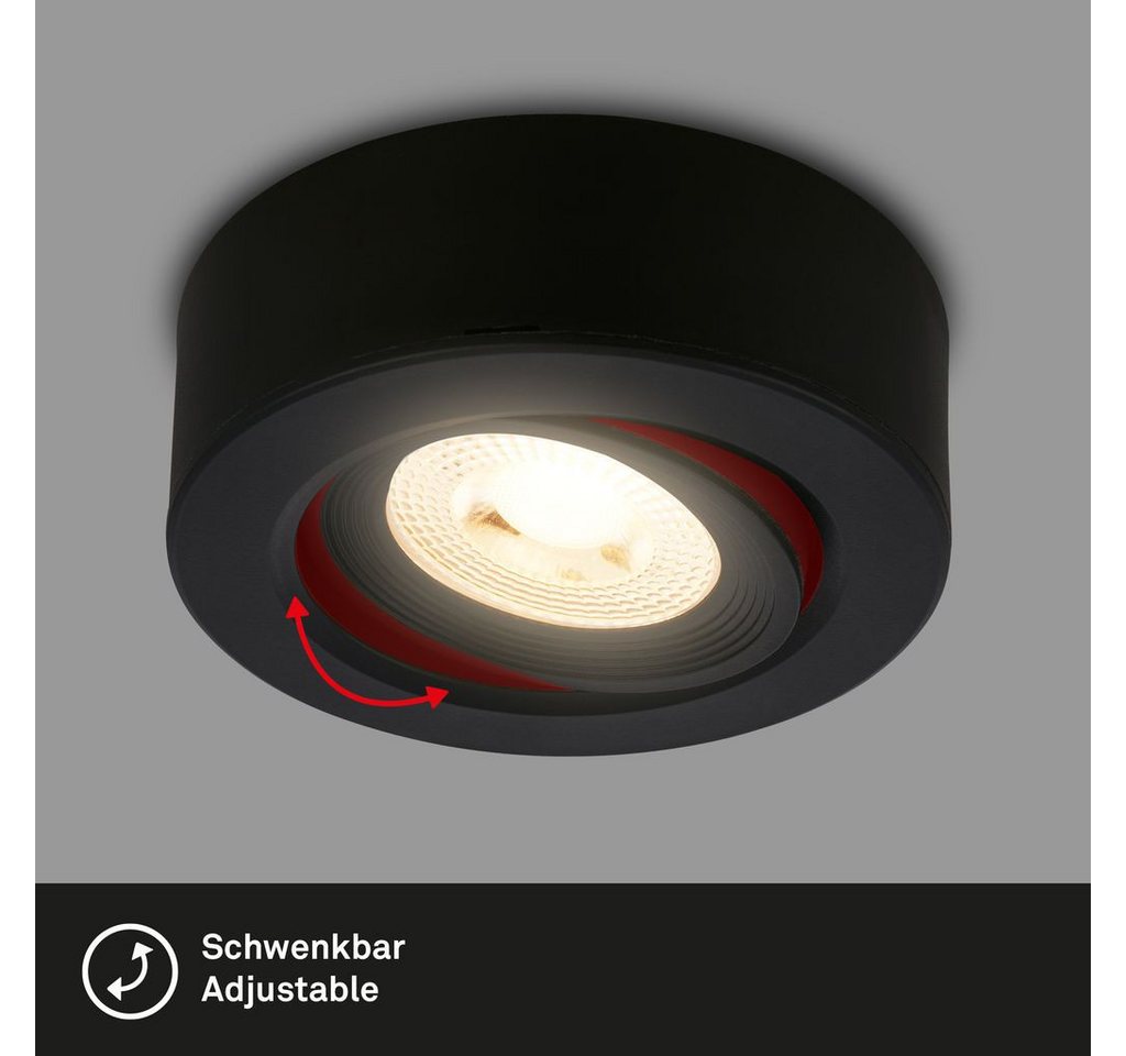 Briloner Leuchten LED Deckenleuchte Aufbauspot Einbauleuchte Wohnzimmer schwenkbar 7991015, LED fest integriert, 3000K - Warmweiß – Bild 3 von 5