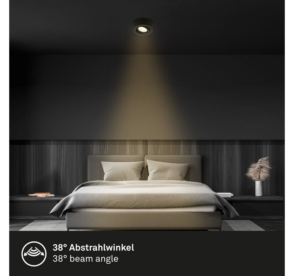 Briloner Leuchten LED Deckenleuchte Aufbauspot Einbauleuchte Wohnzimmer schwenkbar 7991015, LED fest integriert, 3000K - Warmweiß – Bild 4 von 5