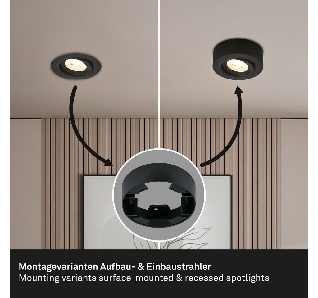 Briloner Leuchten LED Deckenleuchte Aufbauspot Einbauleuchte Wohnzimmer schwenkbar 7991015, LED fest integriert, 3000K - Warmweiß – Bild 5 von 5