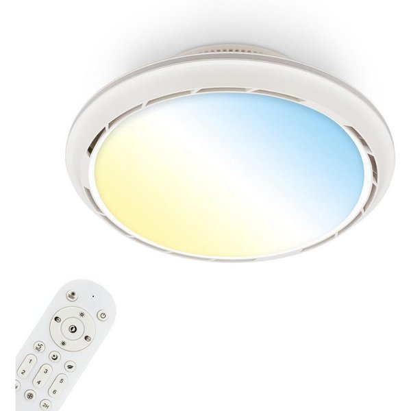 Briloner Leuchten LED Deckenleuchte DISON, Ventilatorfunktion, LED fest integriert, warmweiß - kaltweiß, 44x17,5 cm, Schlafzimmer, Wohnzimmer, Esszimmer, Flur, 