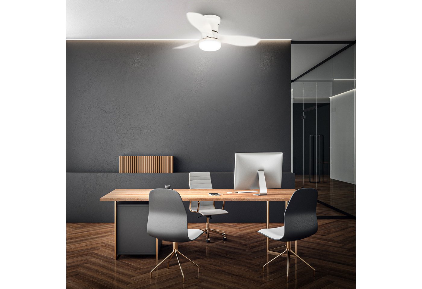 Briloner Leuchten LED Deckenleuchte LUFITO Deckenventilator, Ventilatorfunktion, dimmbar über Fernbedienung, LED fest integriert, warmweiß - kaltweiß, Schlafzim – Bild 2 von 5