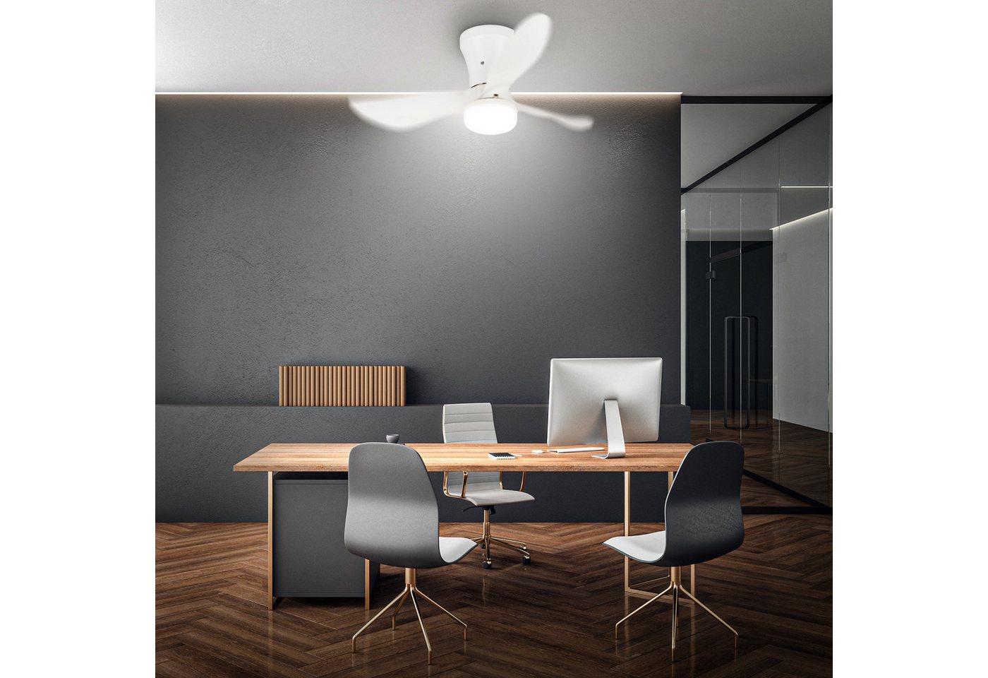 Briloner Leuchten LED Deckenleuchte LUFITO Deckenventilator, Ventilatorfunktion, dimmbar über Fernbedienung, LED fest integriert, warmweiß - kaltweiß, Schlafzim – Bild 2 von 5