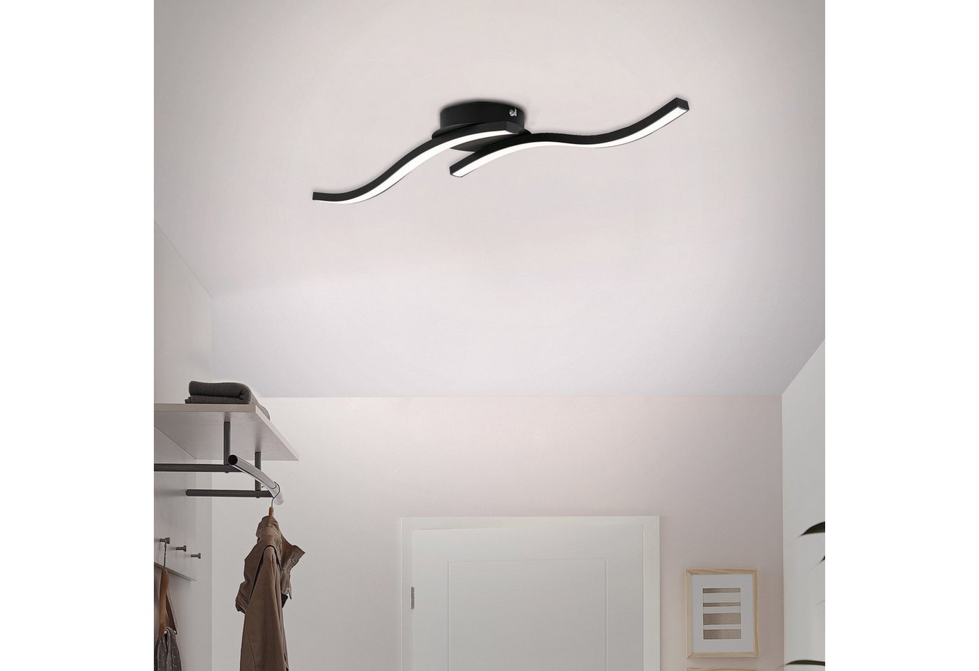Briloner Leuchten LED Deckenleuchte modern Deckenlampe 2-flammig Schwarz Holz Design, LED fest integriert – Bild 4 von 5