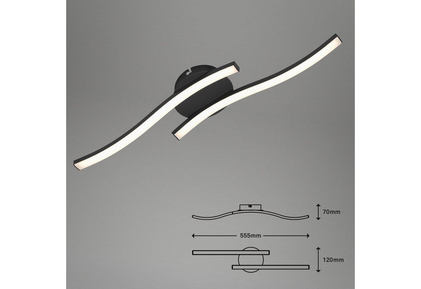 Briloner Leuchten LED Deckenleuchte modern Deckenlampe 2-flammig Schwarz Holz Design, LED fest integriert – Bild 5 von 5