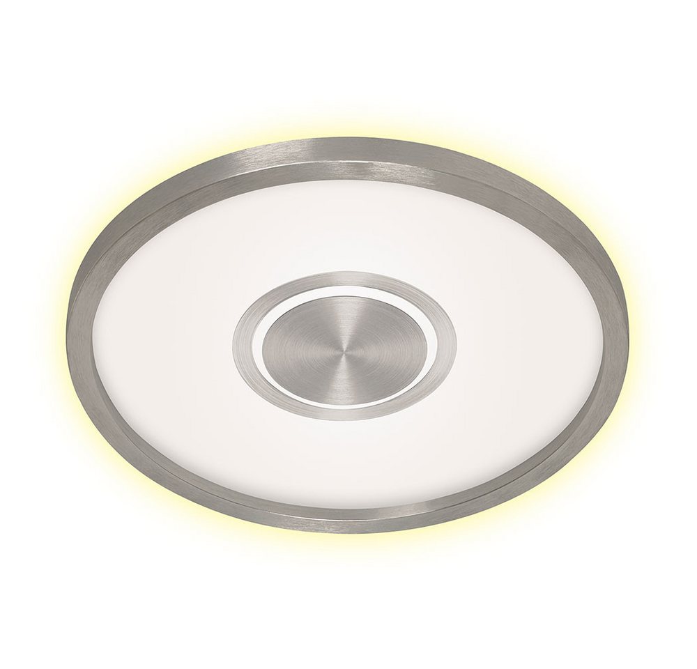 Briloner Leuchten LED Deckenleuchte, LED-Leuchtmittel fest verbaut, Warmweiß, Deckenleuchte Wohnzimmerlampe Panel LED Backlight silber rund opal – Bild 2 von 5