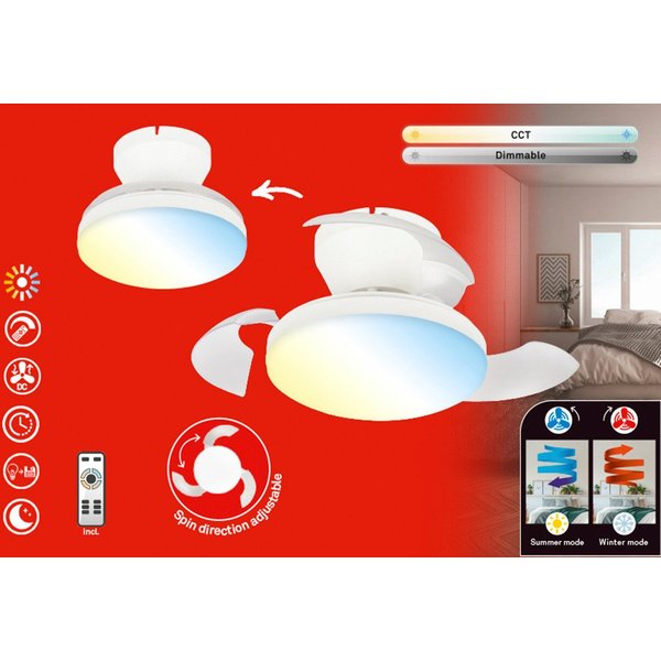 Briloner Leuchten LED Deckenleuchte RAVAN Deckenventilator, CCT - über Fernbedienung, LED fest integriert, 44x16,5 cm, Schlafzimmer, Wohnzimmer, Esszimmer, Flur