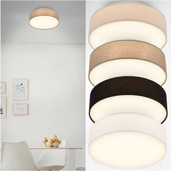 Briloner Leuchten LED Deckenleuchte Stoff-Deckenlampe Textillampe Stoffschirm Wohnzimmer Schlafzimmer, LED fest integriert, 3000K, 30/38x10,5 cm, Wohnzimmer, Sc