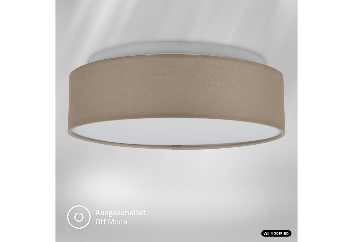 Briloner Leuchten LED Deckenleuchte Stoff-Deckenlampe Textillampe Stoffschirm Wohnzimmer Schlafzimmer, LED fest integriert, 3000K, 30/38x10,5 cm, Wohnzimmer, Sc – Bild 5 von 5