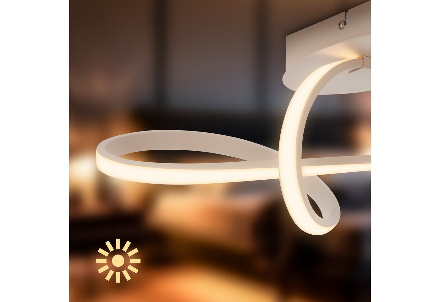 Briloner Leuchten LED Deckenleuchte SWIRL, LED fest integriert, Warmweiß, 63x19x16,5 cm, Wohnzimmer, Schlafzimmer – Bild 3 von 5