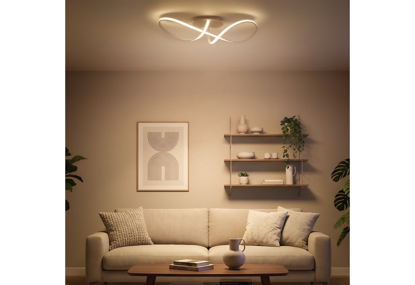 Briloner Leuchten LED Deckenleuchte SWIRL, LED fest integriert, Warmweiß, 63x19x16,5 cm, Wohnzimmer, Schlafzimmer – Bild 4 von 5