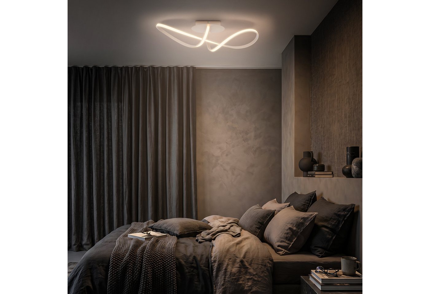 Briloner Leuchten LED Deckenleuchte SWIRL, LED fest integriert, Warmweiß, 63x19x16,5 cm, Wohnzimmer, Schlafzimmer – Bild 5 von 5