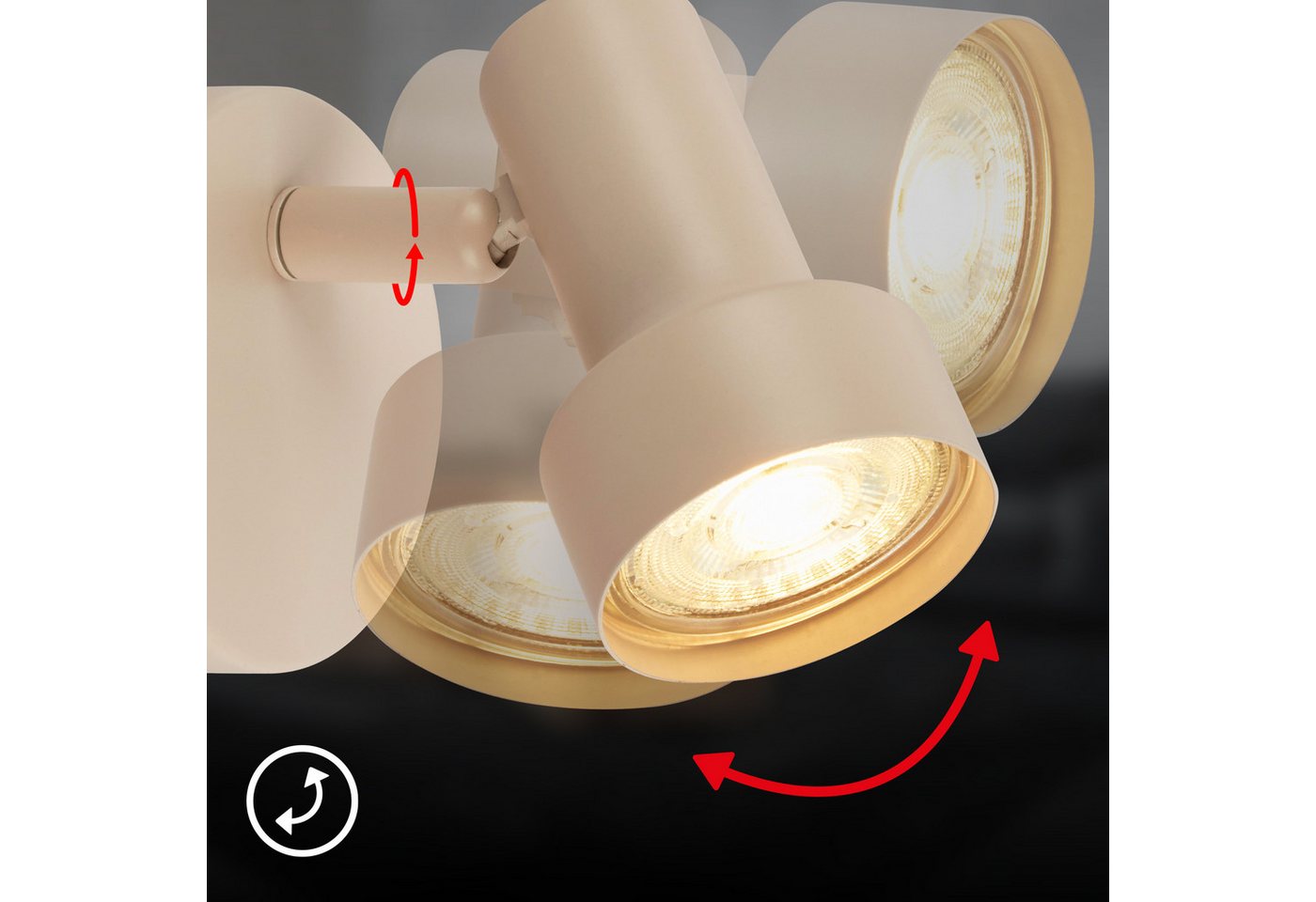 Briloner Leuchten LED Deckenspot TAPP, ohne Leuchtmittel, 8x10,5 cm, Wohnzimmer, Schlafzimmer, Flur, Büro – Bild 4 von 5