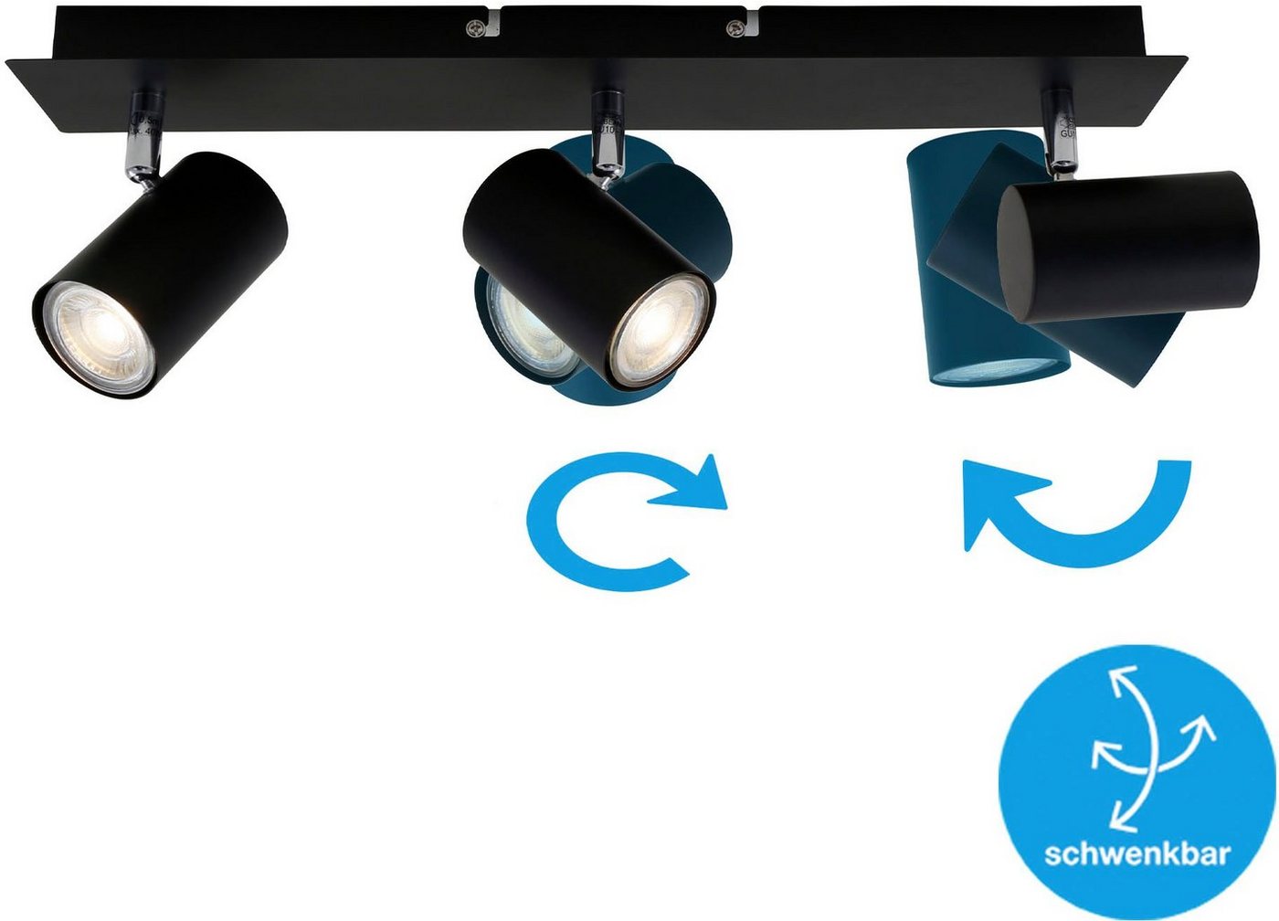 Briloner Leuchten LED Deckenspots 2857035 Run, ohne Leuchtmittel, Warmweiß, Deckenlampe, 45x8x12,3cm, max.40W, GU10, Wohnzimmer, Flur, Büro – Bild 4 von 5