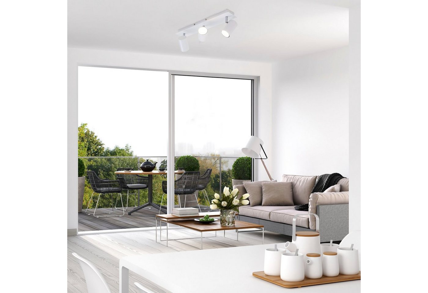 Briloner Leuchten LED Deckenspots 2857035 Run, ohne Leuchtmittel, Warmweiß, Deckenlampe, 45x8x12,3cm, max.40W, GU10, Wohnzimmer, Flur, Büro – Bild 2 von 5