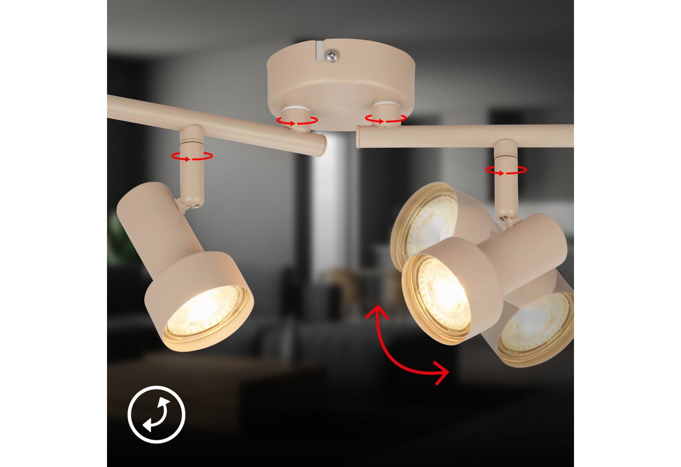 Briloner Leuchten LED Deckenspots TAPP, ohne Leuchtmittel, 60,5x13,5 cm, Wohnzimmer, Schlafzimmer, Flur, Büro – Bild 4 von 5
