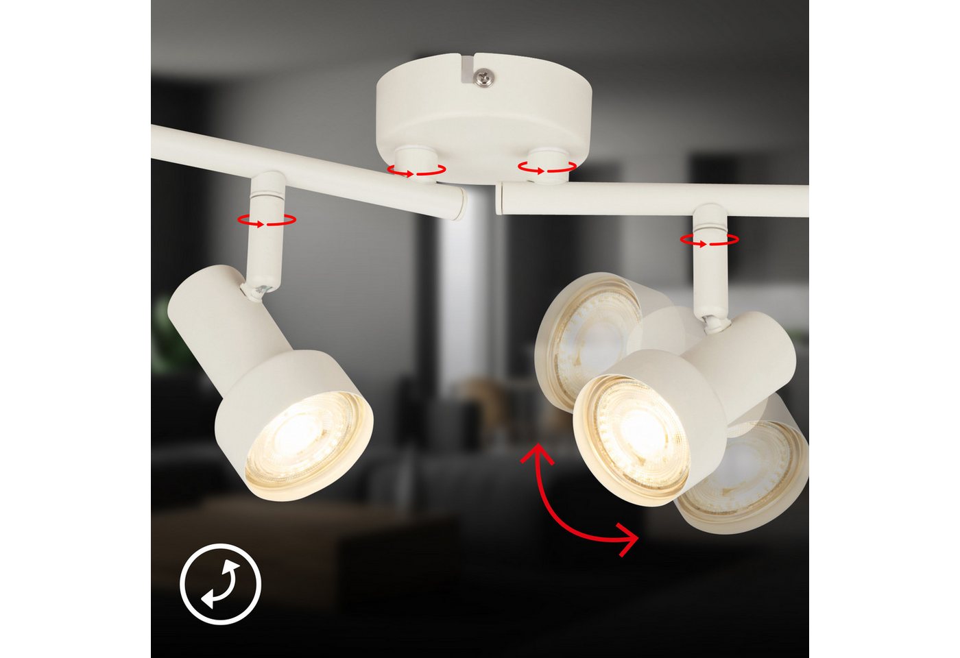 Briloner Leuchten LED Deckenspots TAPP, ohne Leuchtmittel, 60,5x13,5 cm, Wohnzimmer, Schlafzimmer, Flur, Büro – Bild 4 von 5