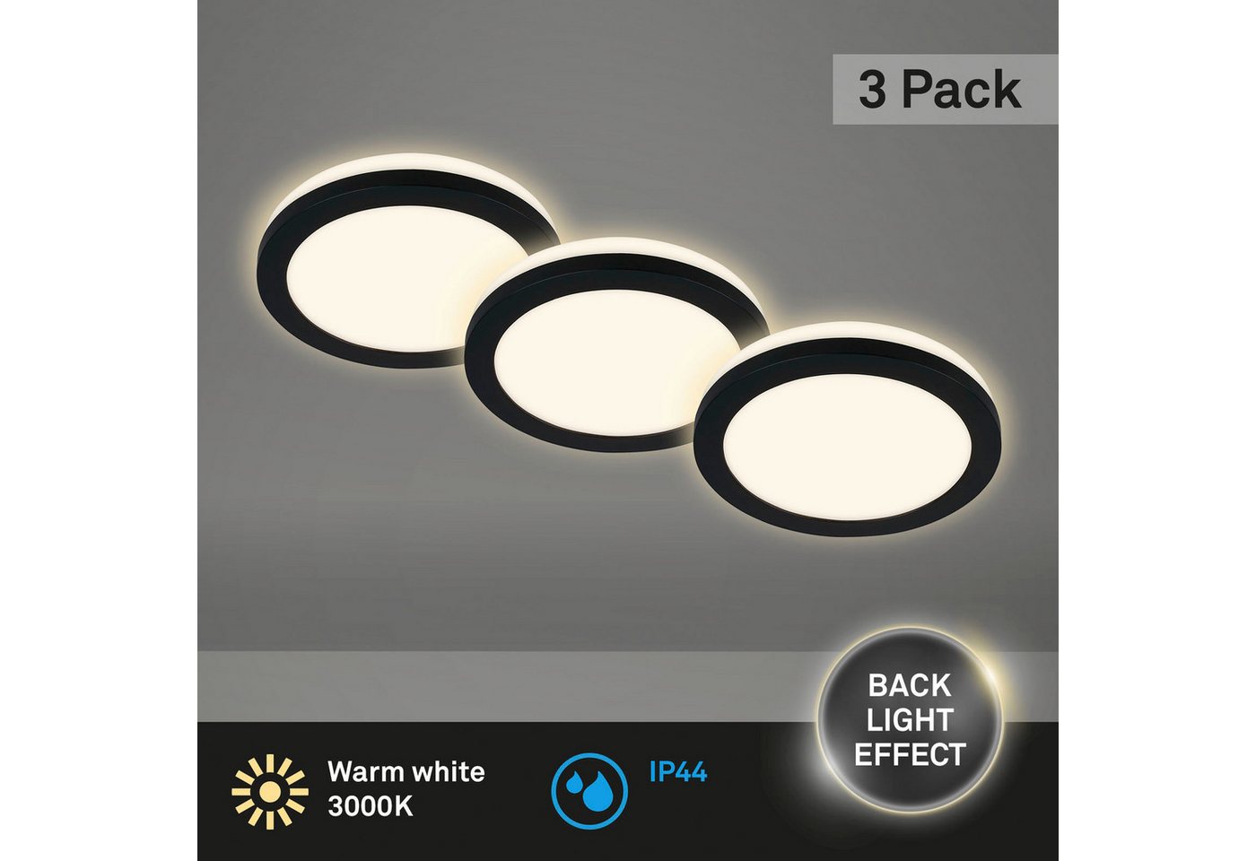 Briloner Leuchten LED Einbauleuchte LED-Einbauleuchten, 3er-Set, schwarz, 3xLED-Platine/3W – Bild 3 von 5
