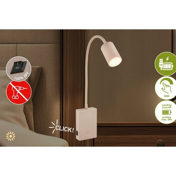 Briloner Leuchten LED Leselampe SMOOTH, LED fest integriert, 7x51x4,5 cm, Schlafzimmer, Kinderzimmer