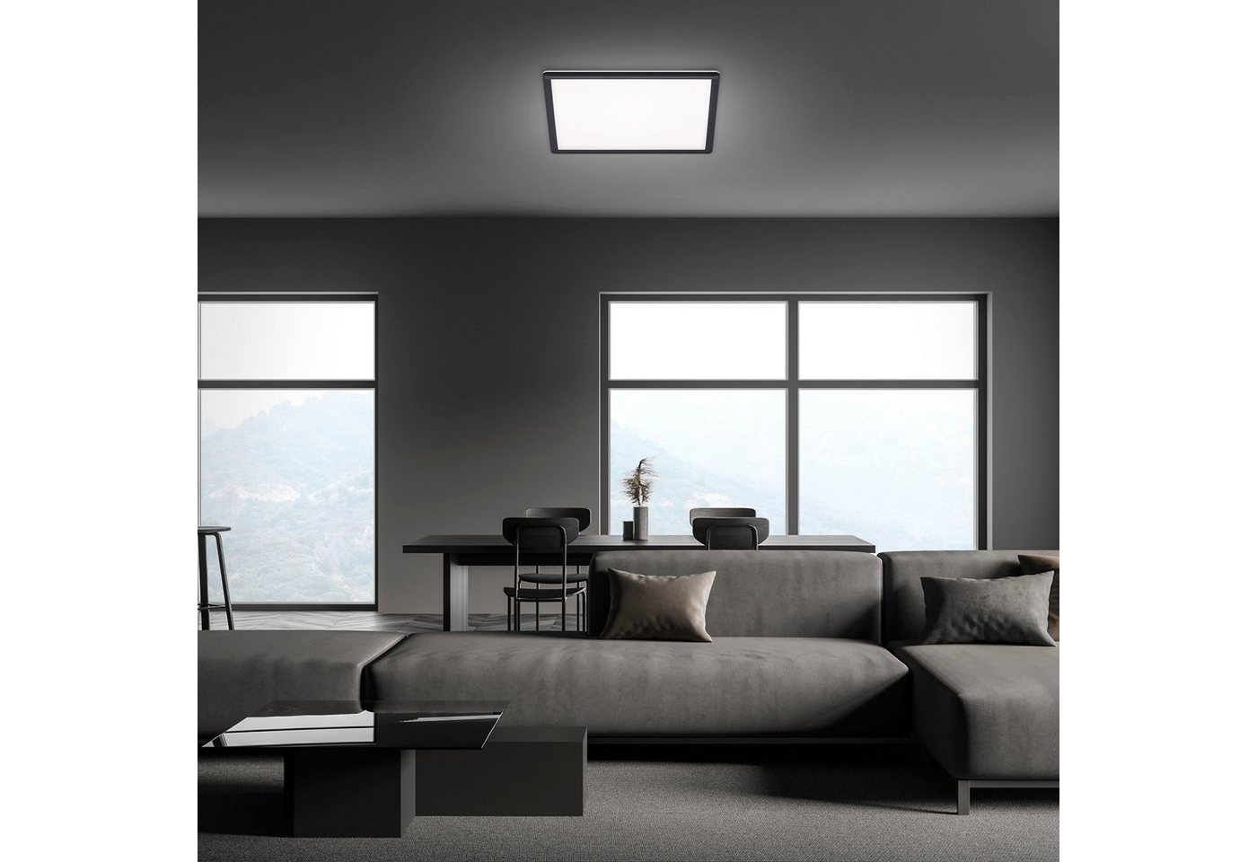 Briloner Leuchten LED Panel 7158415 SLIM, LED fest integriert, Warmweiß, Deckenlampe, 42x42x2,9cm, Schwarz, 22W, Wohnzimmer, Schlafzimmer – Bild 2 von 5