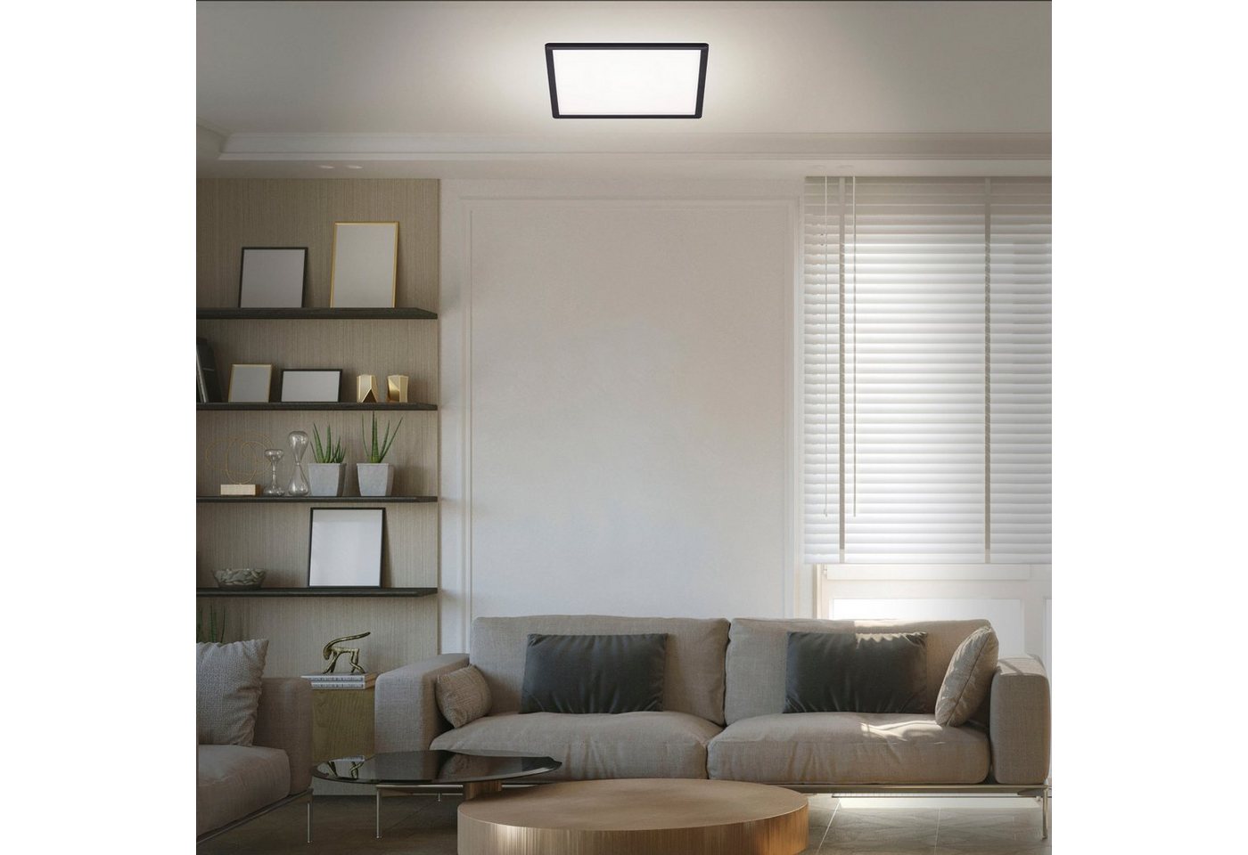 Briloner Leuchten LED Panel 7158415 SLIM, LED fest integriert, Warmweiß, Deckenlampe, 42x42x2,9cm, Schwarz, 22W, Wohnzimmer, Schlafzimmer – Bild 5 von 5